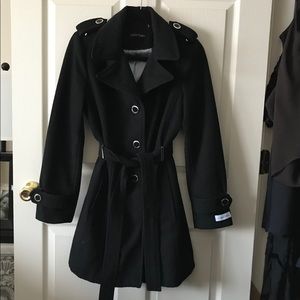 ** SOLD** CALVIN KLEIN Black Wool Pea Coat